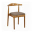 Chestnut Wood Horn Chair with Taupe Vinyl Cushion