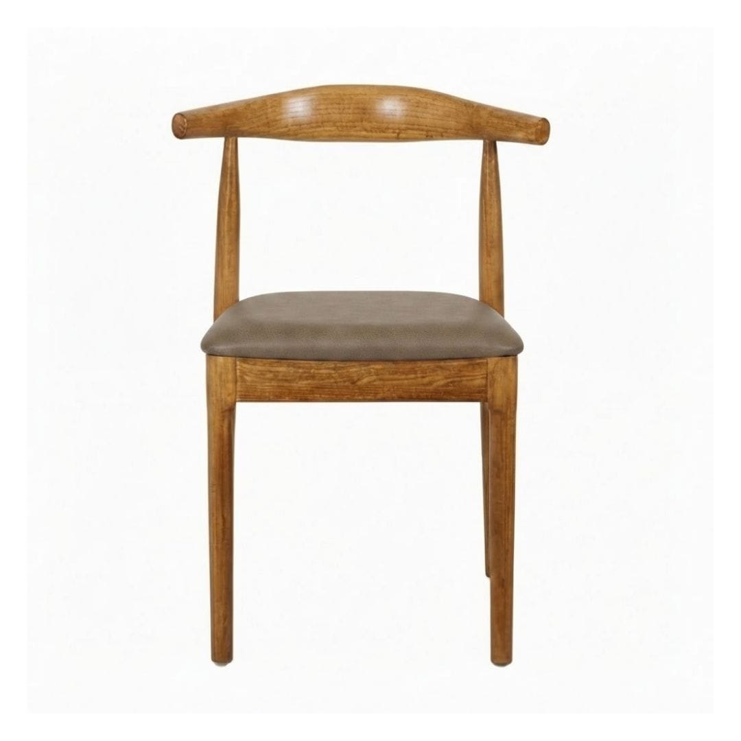 Chivari Chestnut Wood Horn Chair with Taupe Vinyl Cushion CHWC-SHVTP-KT