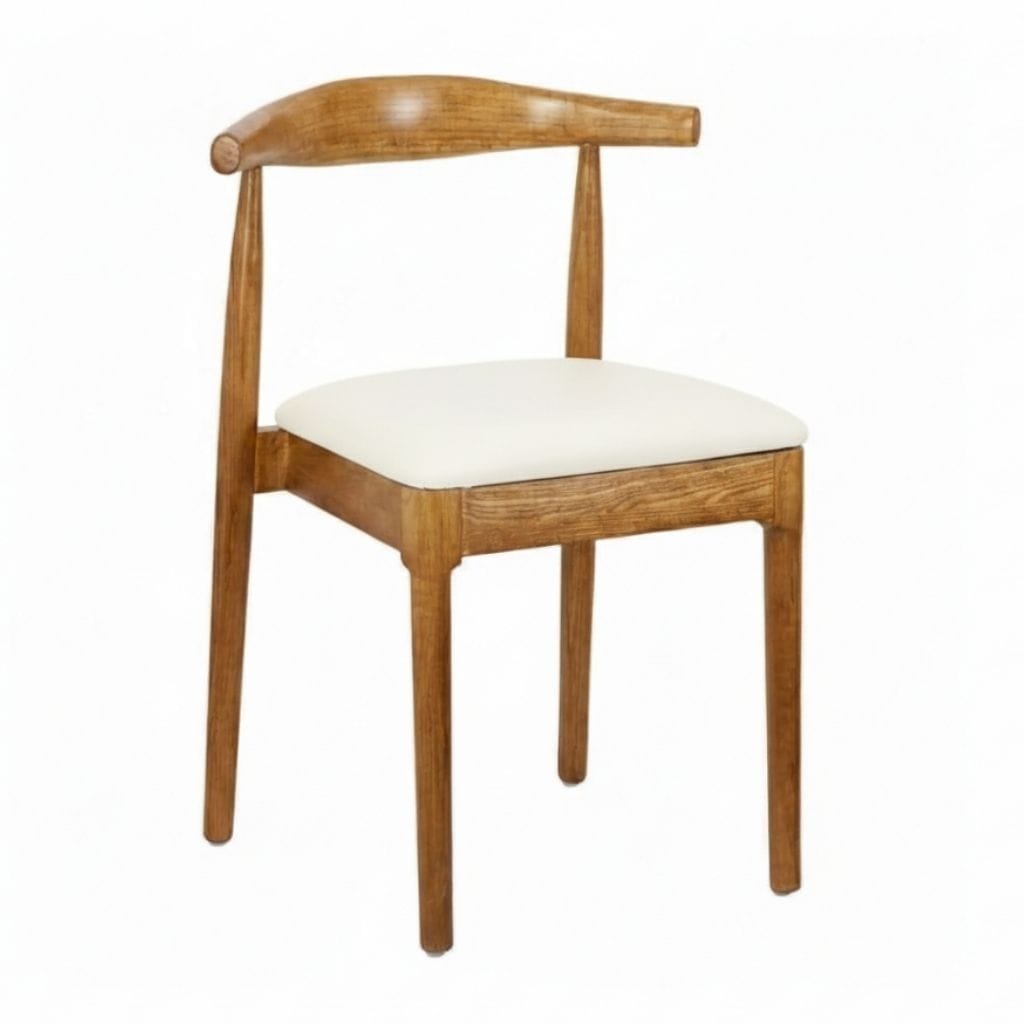 Chivari Chestnut Horn Wood Chair with White Vinyl Cushion CHWC-SHVWH-KT