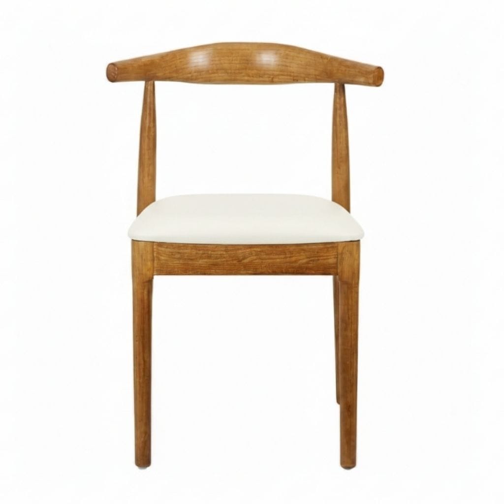 Chivari Chestnut Horn Wood Chair with White Vinyl Cushion CHWC-SHVWH-KT