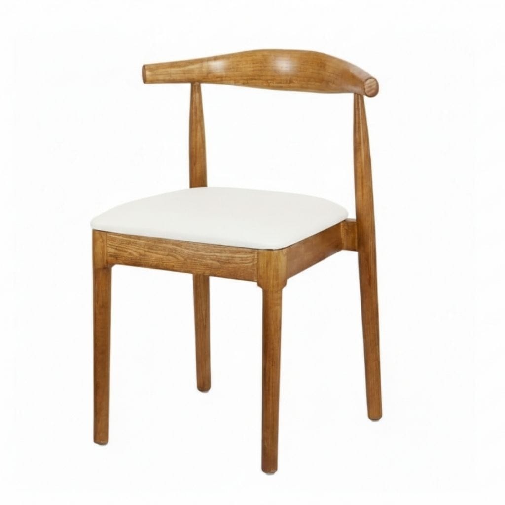 Chivari Chestnut Horn Wood Chair with White Vinyl Cushion CHWC-SHVWH-KT