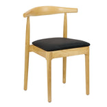 Natural Horn Wood Chair with Black Vinyl Cushion