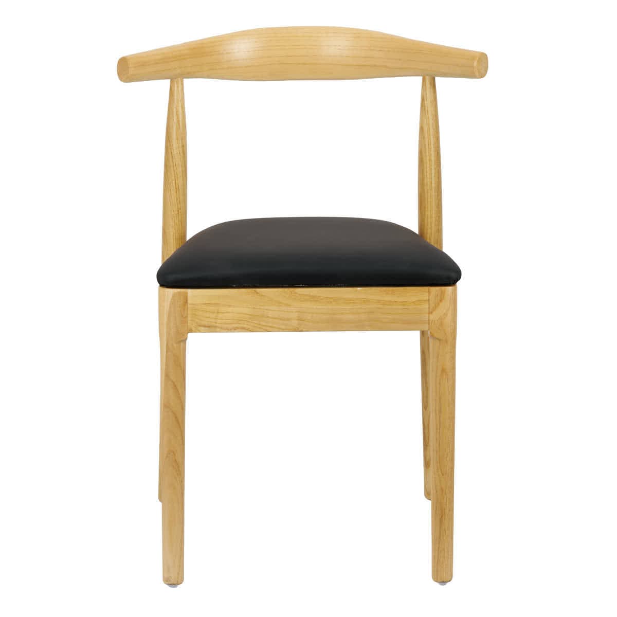 Chivari Natural Horn Wood Chair with Black Vinyl Cushion CHWN-SHVBL-KT