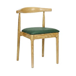Natural Wood Horn Chair with Hunter Green Vinyl Cushion