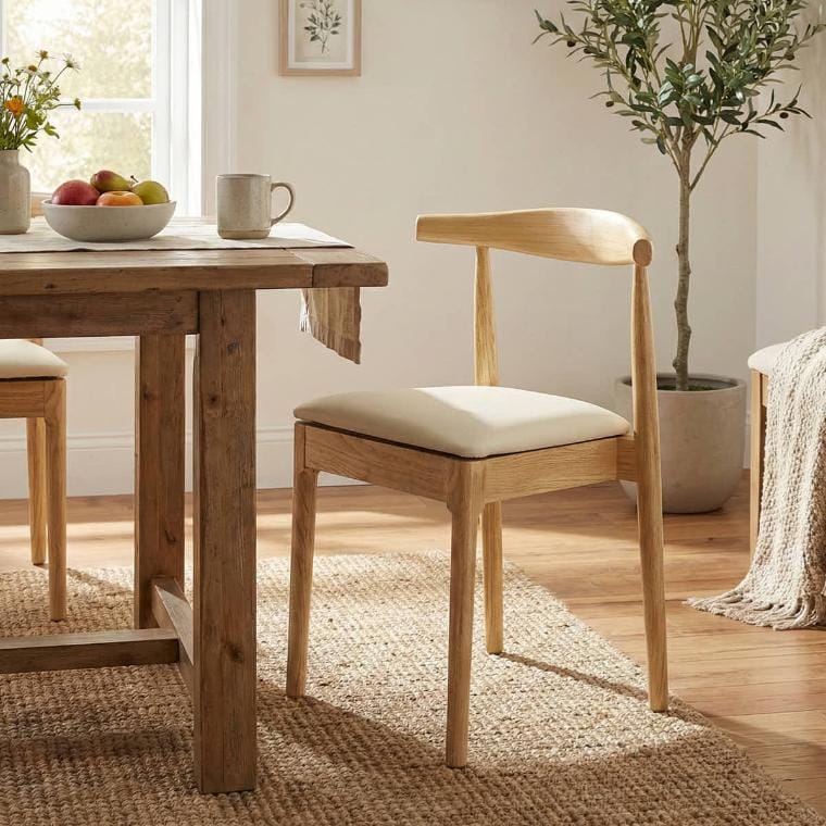 Chivari Natural Horn Wood Chair with Ivory Vinyl Cushion CHWN-SHVIV-KT