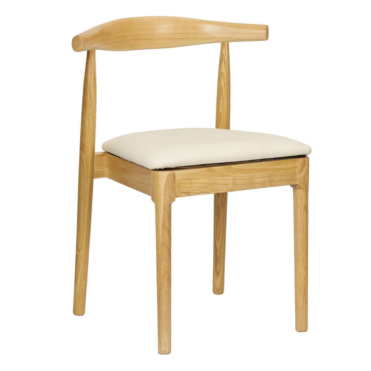 Chivari Natural Horn Wood Chair with Ivory Vinyl Cushion CHWN-SHVIV-KT