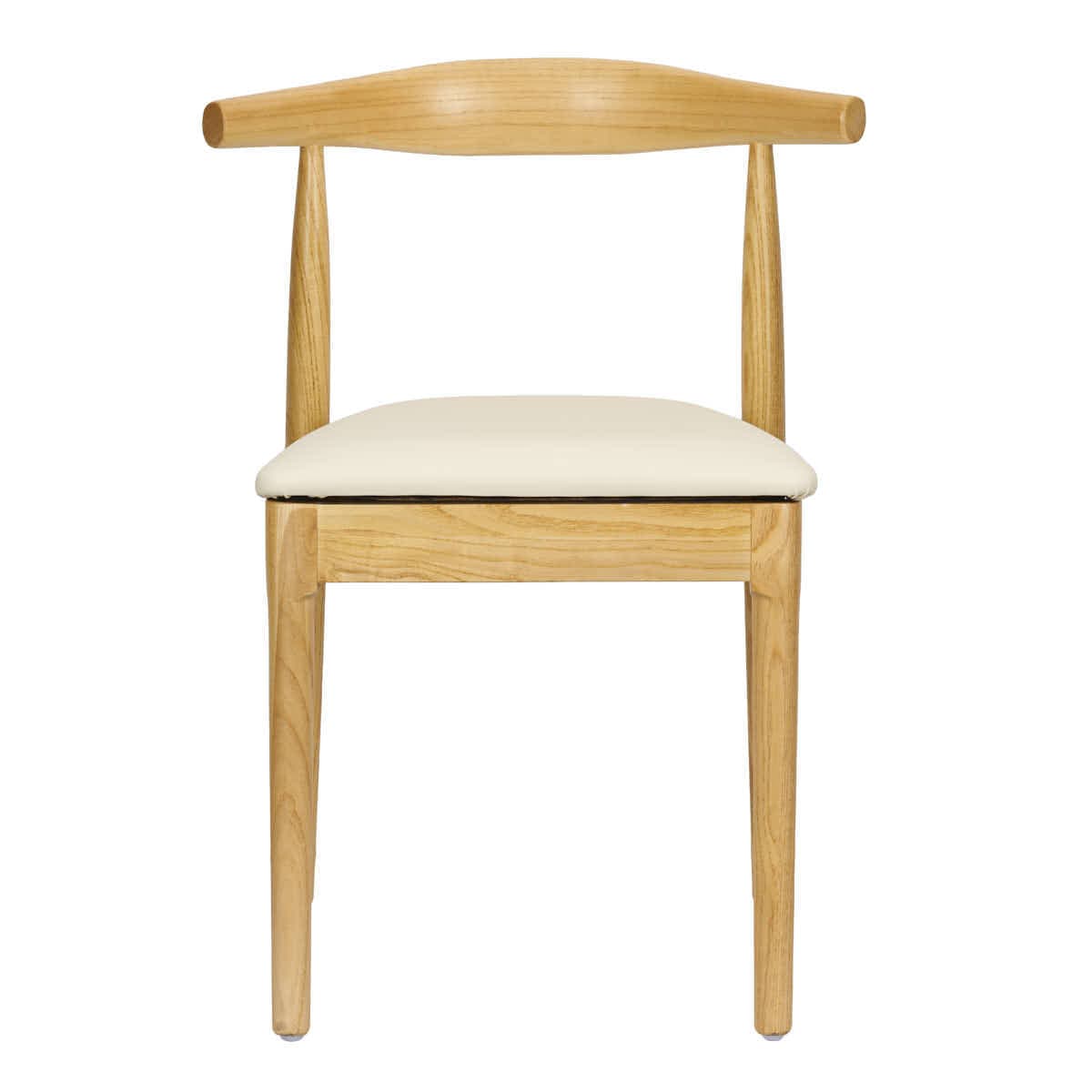 Chivari Natural Horn Wood Chair with Ivory Vinyl Cushion CHWN-SHVIV-KT