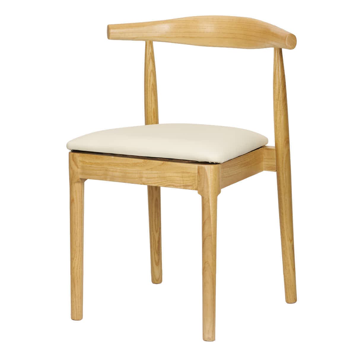 Chivari Natural Horn Wood Chair with Ivory Vinyl Cushion CHWN-SHVIV-KT