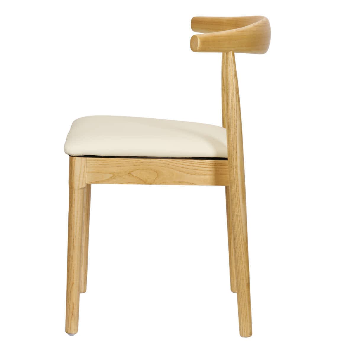 Chivari Natural Horn Wood Chair with Ivory Vinyl Cushion CHWN-SHVIV-KT