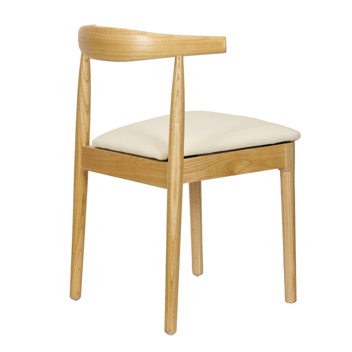 Chivari Natural Horn Wood Chair with Ivory Vinyl Cushion CHWN-SHVIV-KT