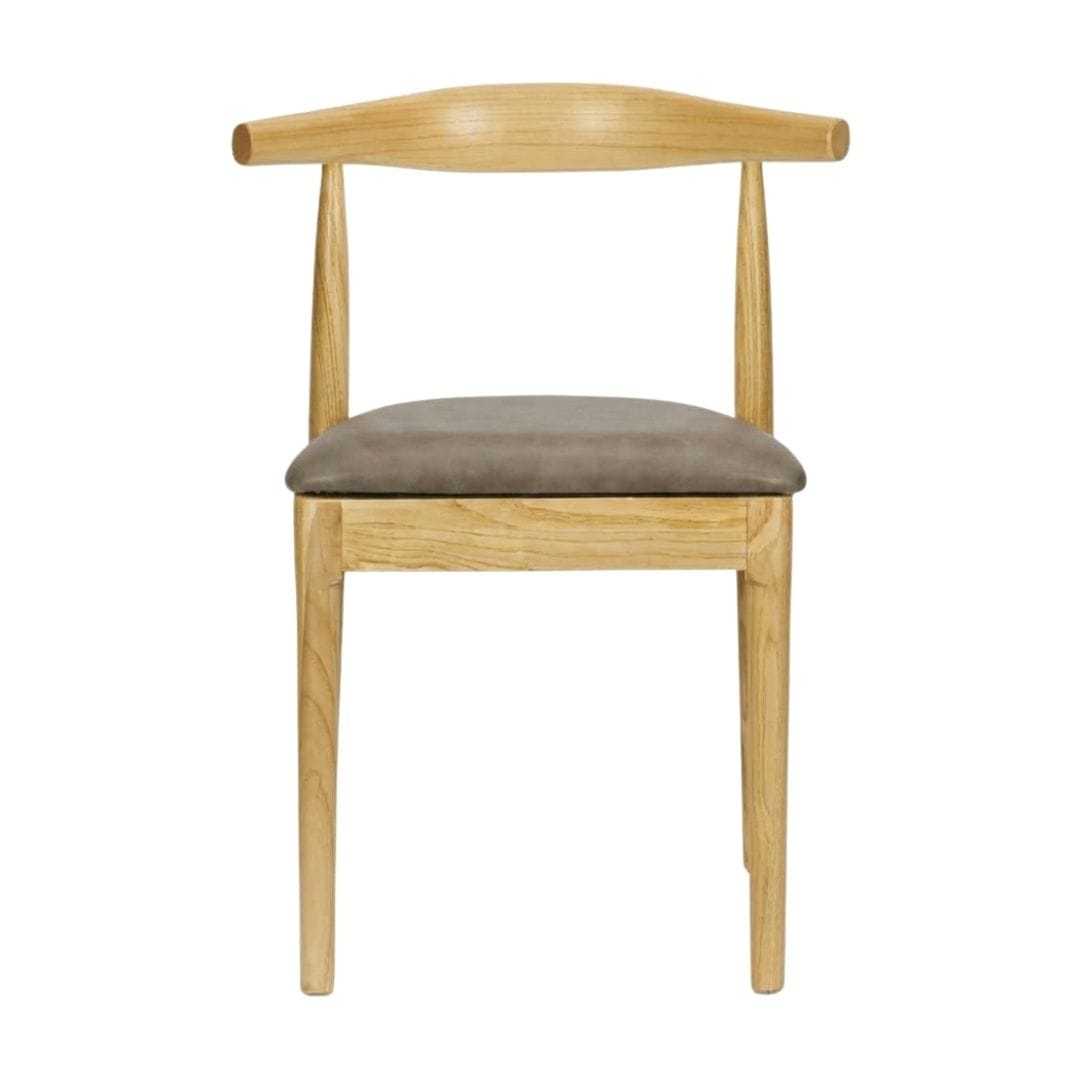 Chivari Natural Wood Horn Chair with Taupe Vinyl Cushion CHWN-SHVTP-KT