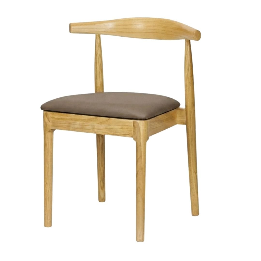 Chivari Natural Wood Horn Chair with Taupe Vinyl Cushion CHWN-SHVTP-KT