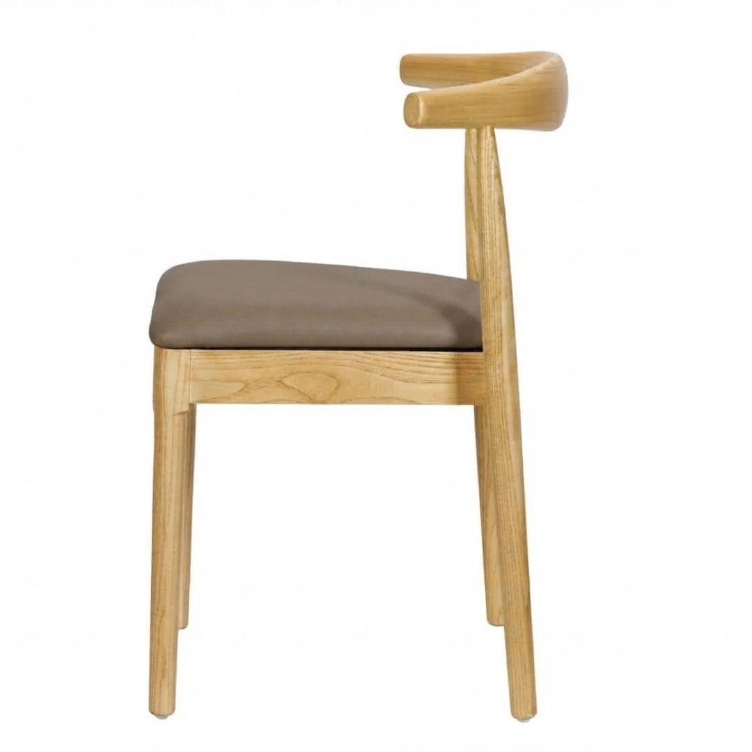Chivari Natural Wood Horn Chair with Taupe Vinyl Cushion CHWN-SHVTP-KT