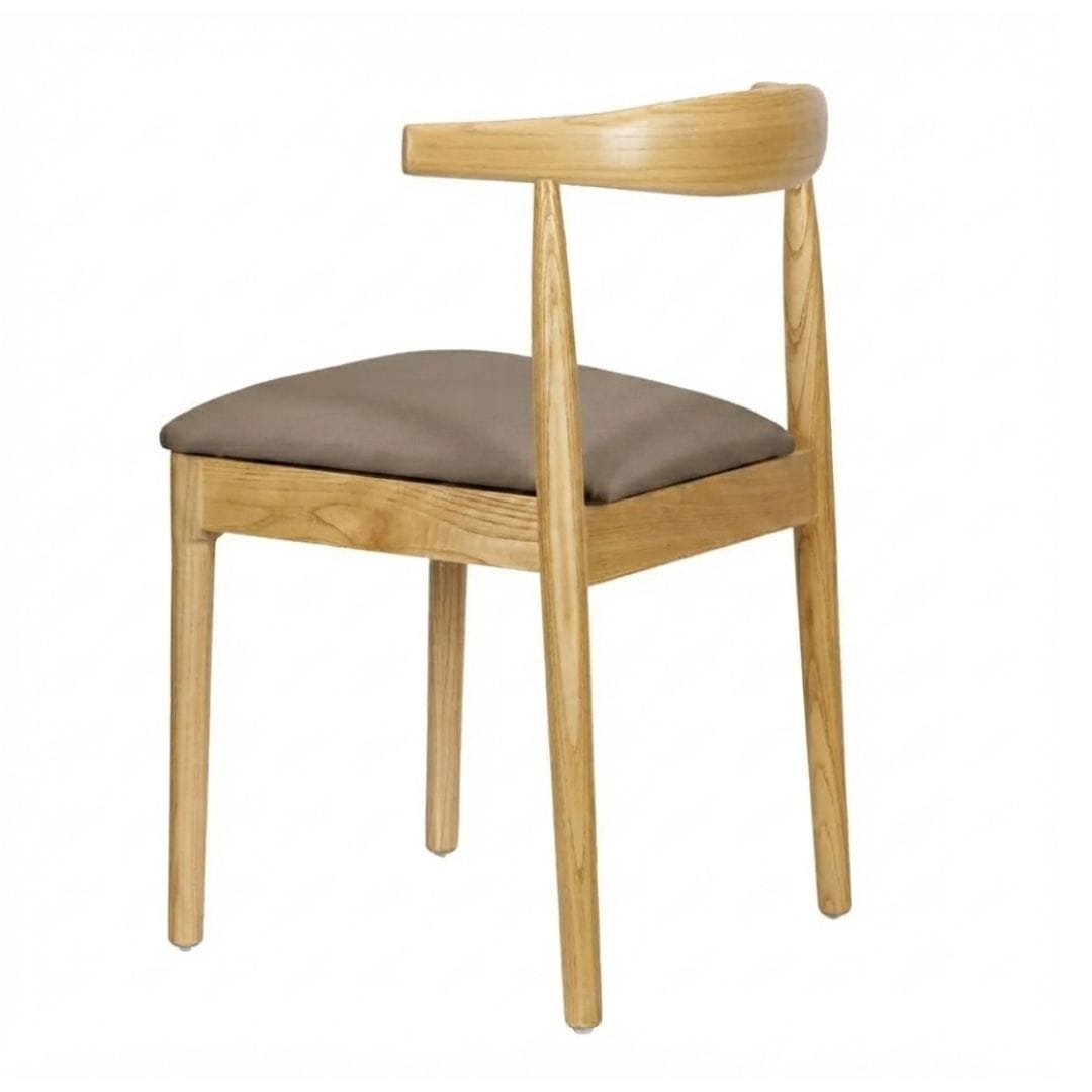 Chivari Natural Wood Horn Chair with Taupe Vinyl Cushion CHWN-SHVTP-KT