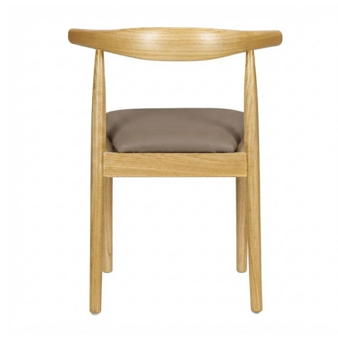 Chivari Natural Wood Horn Chair with Taupe Vinyl Cushion CHWN-SHVTP-KT
