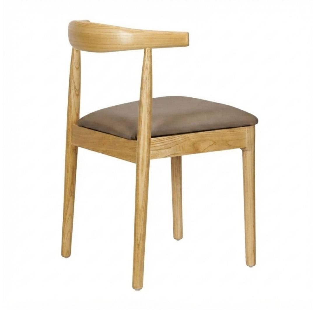Chivari Natural Wood Horn Chair with Taupe Vinyl Cushion CHWN-SHVTP-KT