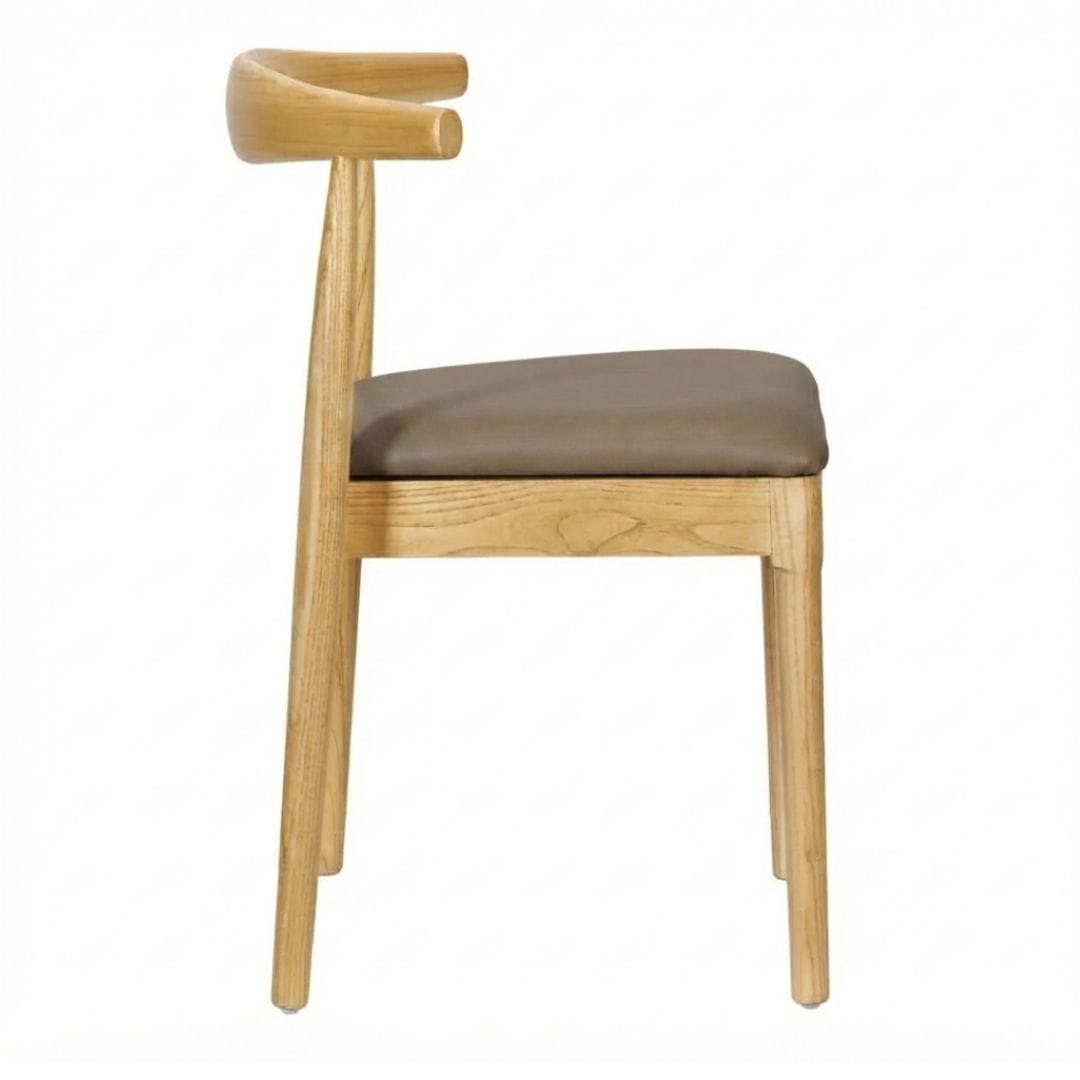Chivari Natural Wood Horn Chair with Taupe Vinyl Cushion CHWN-SHVTP-KT