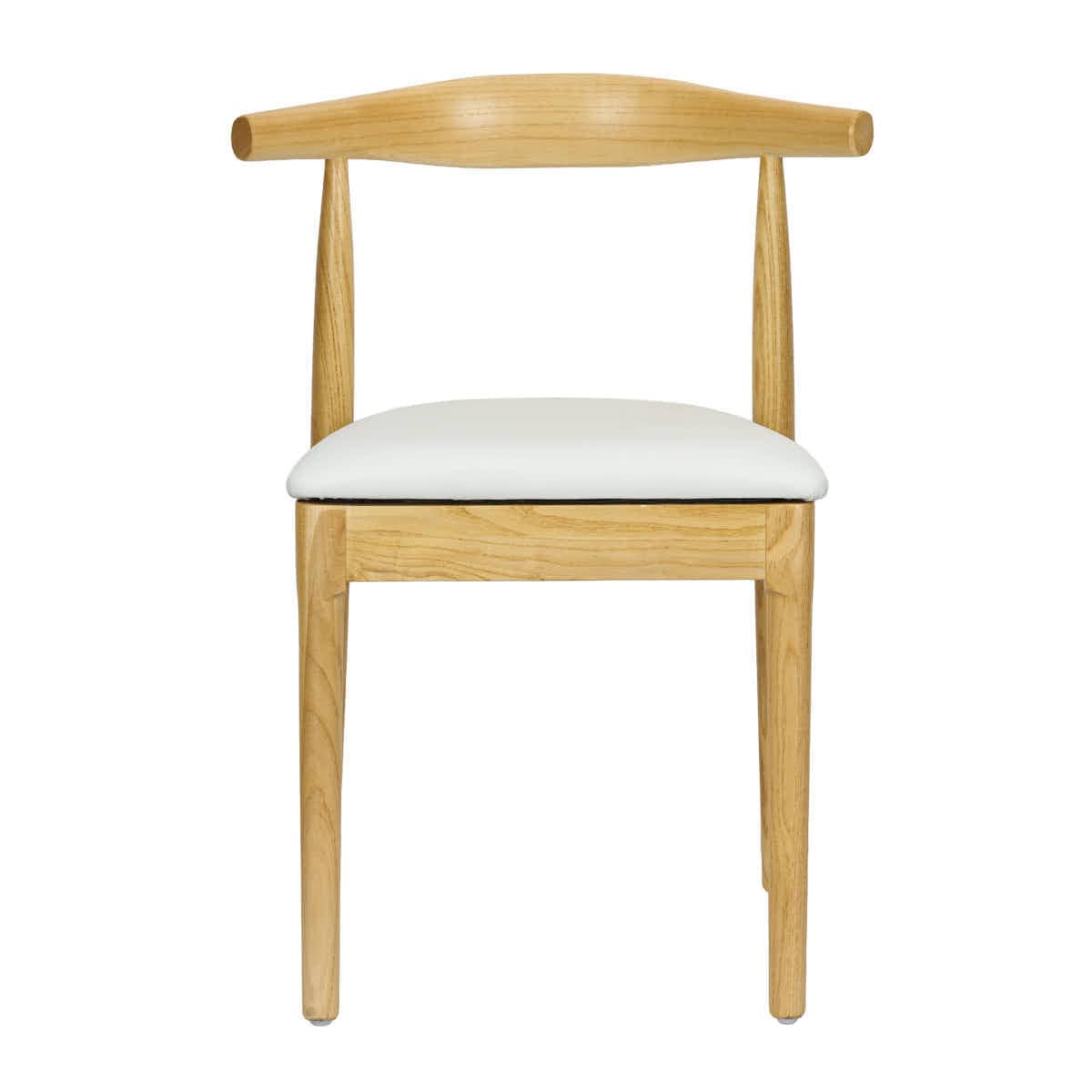 Chivari Natural Horn Wood Chair with White Vinyl Cushion CHWN-SHVWH-KT