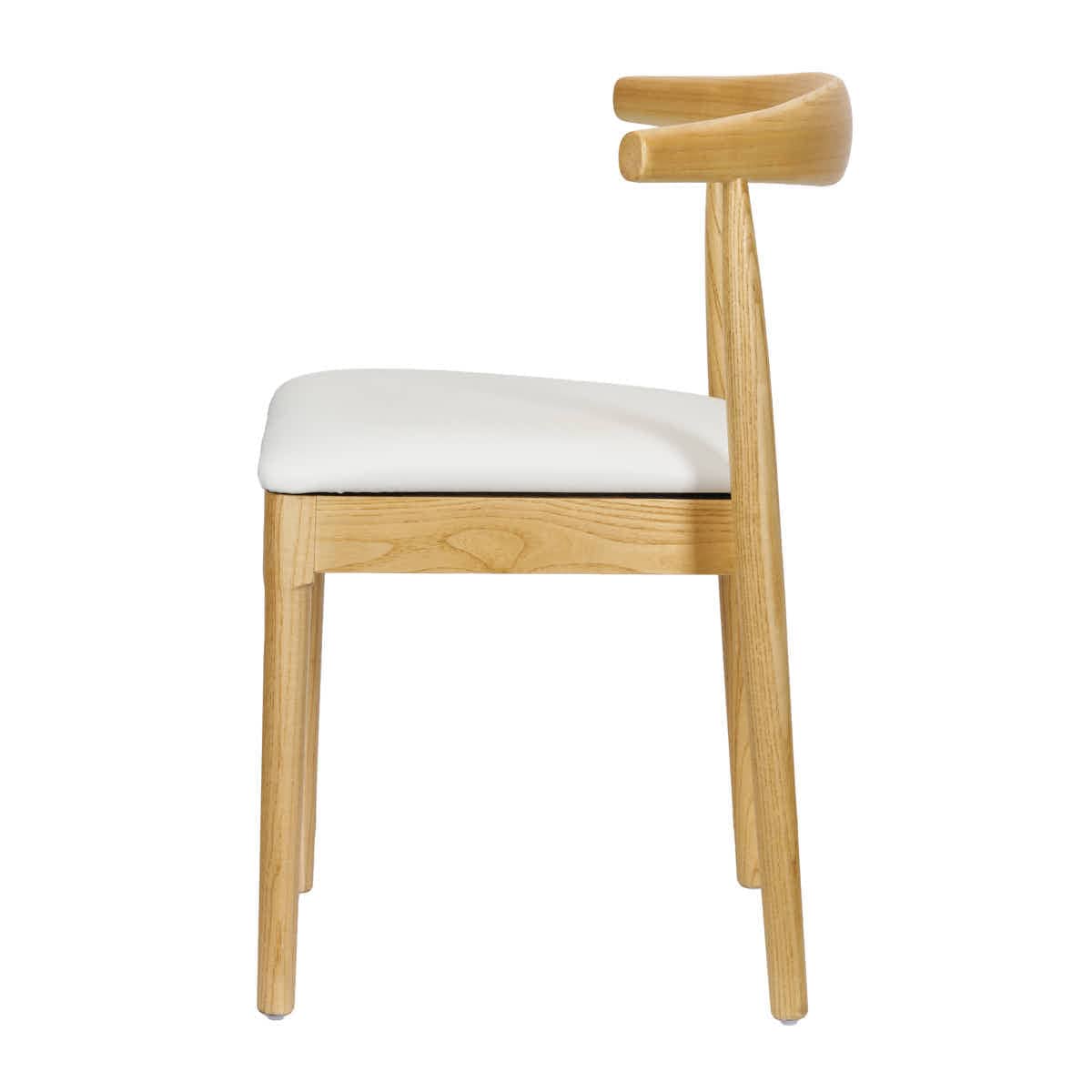 Chivari Natural Horn Wood Chair with White Vinyl Cushion CHWN-SHVWH-KT