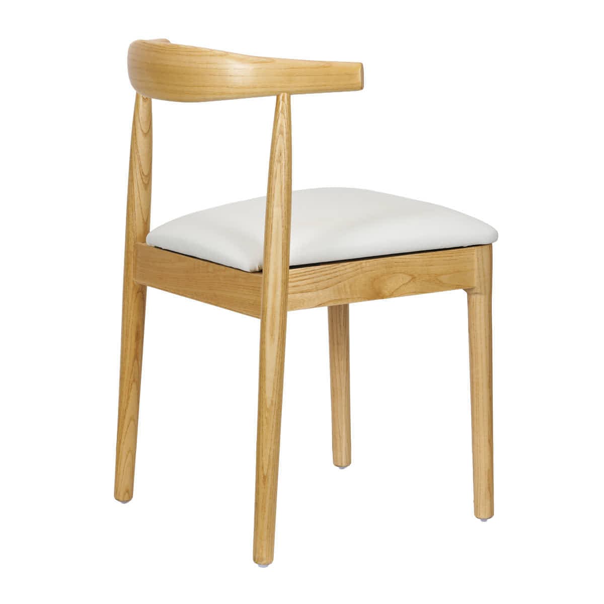 Chivari Natural Horn Wood Chair with White Vinyl Cushion CHWN-SHVWH-KT