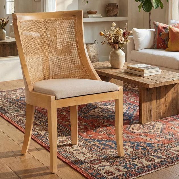 Chivari Natural White Wash Hampton Chair with Beige Fabric Cushion CHWNWW-BEGF-KT