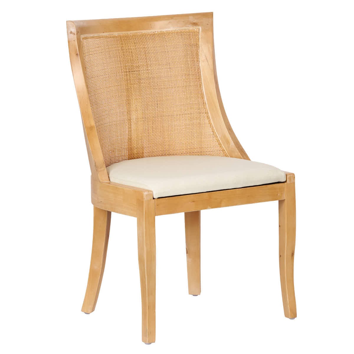 Chivari Natural White Wash Hampton Chair with Ivory Fabric Cushion CHWNWW-IVYF-KT