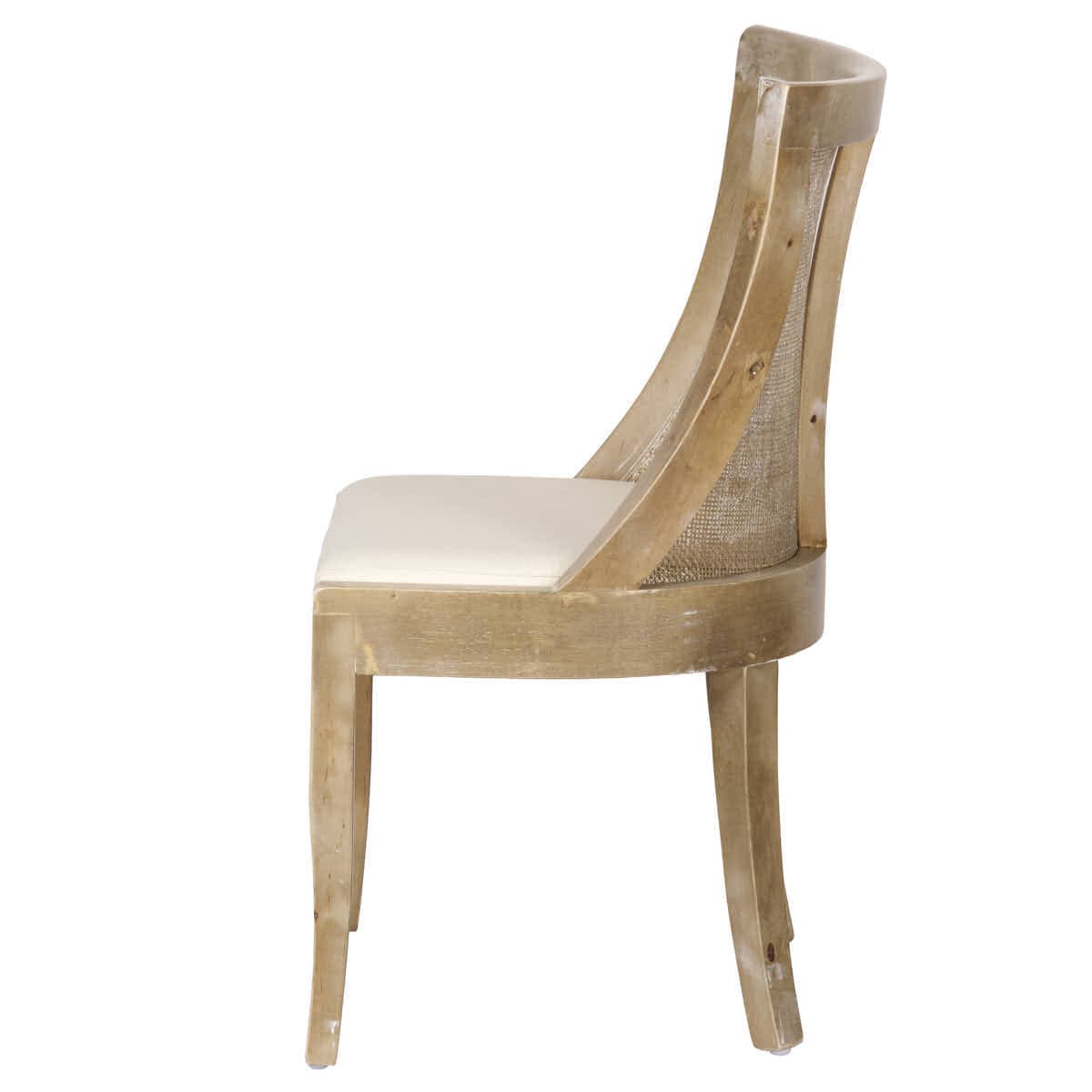 Chivari Rustic Fruitwood Hampton Chair with Ivory Fabric Cushion CHWRF-IVYF-KT
