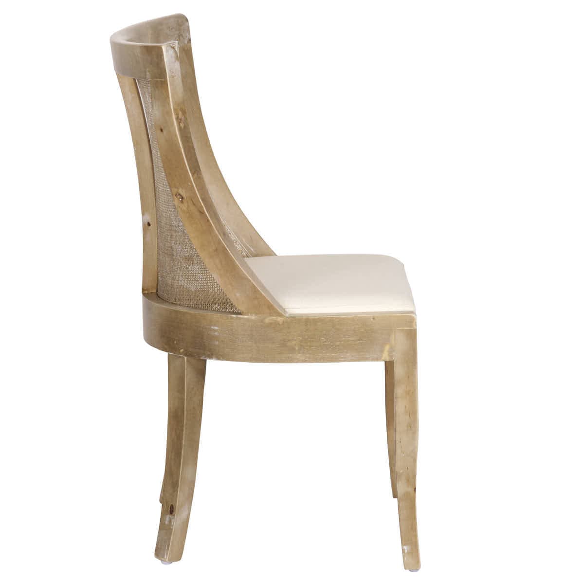 Chivari Rustic Fruitwood Hampton Chair with Ivory Fabric Cushion CHWRF-IVYF-KT