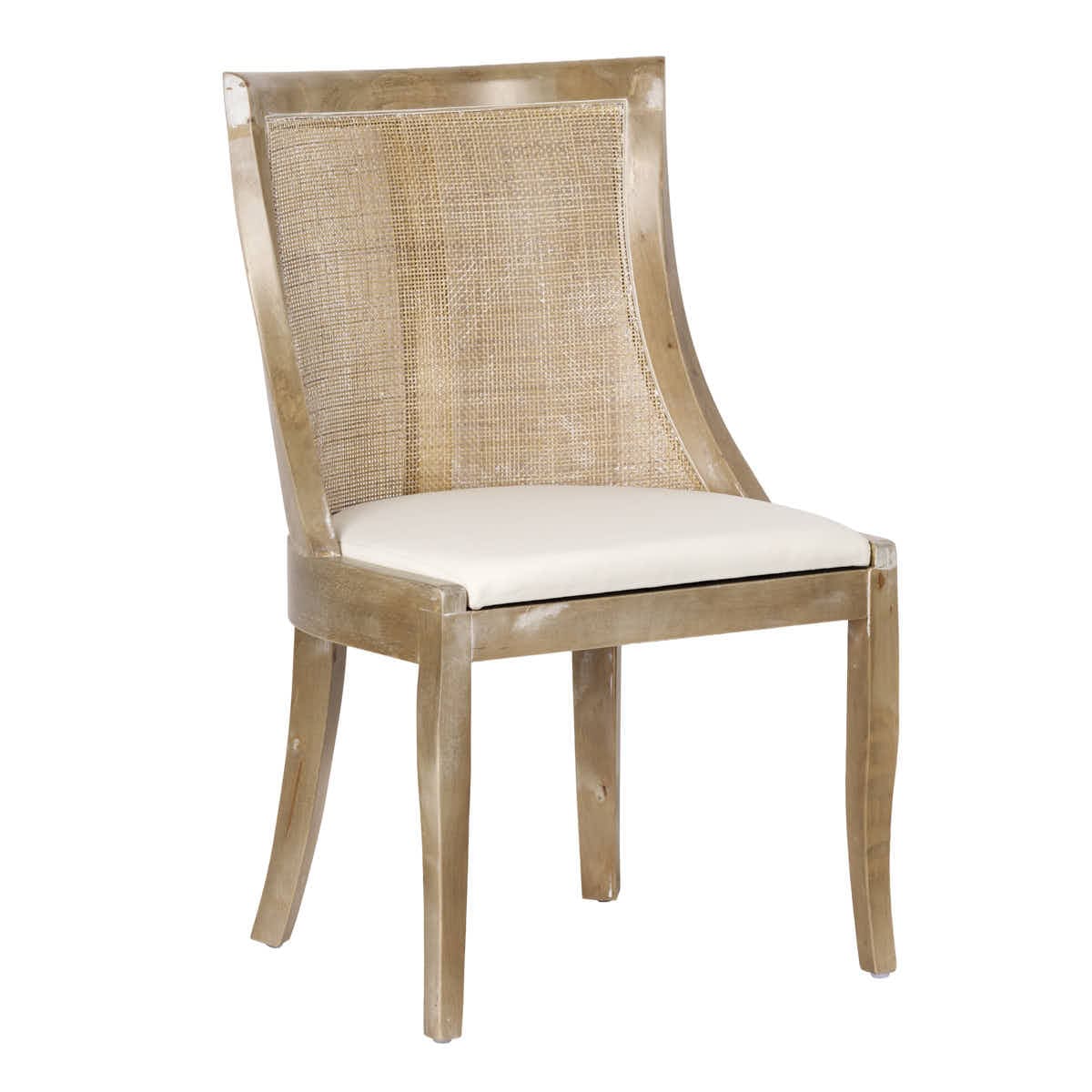 Chivari Rustic Fruitwood Hampton Chair with White Fabric Cushion CHWRF-WHIF-KT
