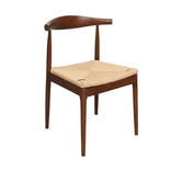 Walnut Wood Horn Chair with Natural Rope Seat
