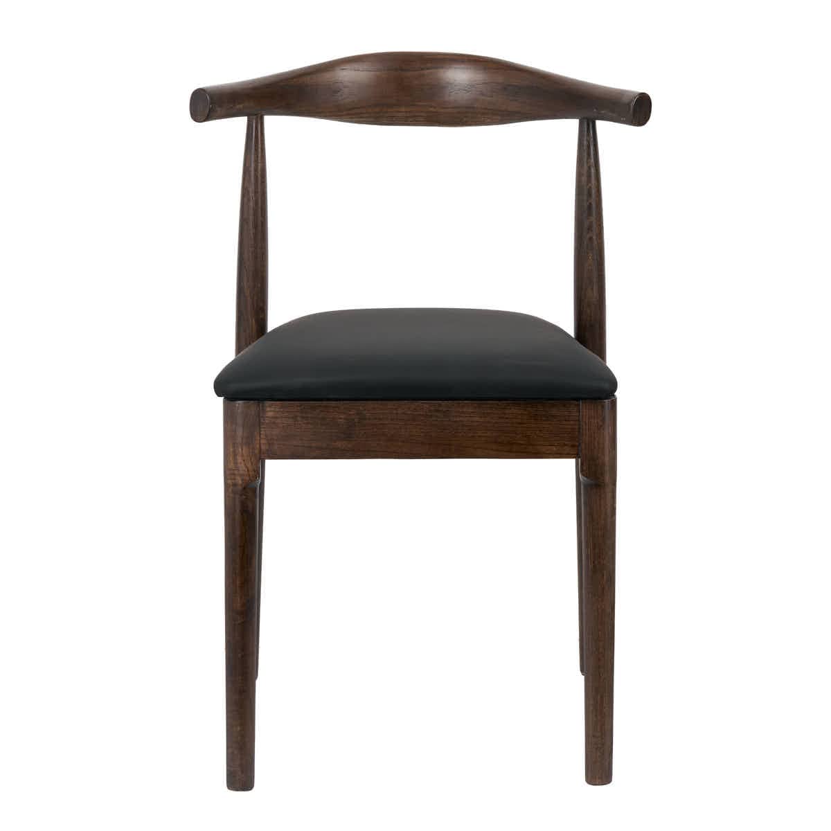 Chivari Walnut Horn Wood Chair with Black Vinyl Cushion CHWWL-SHVBL-KT