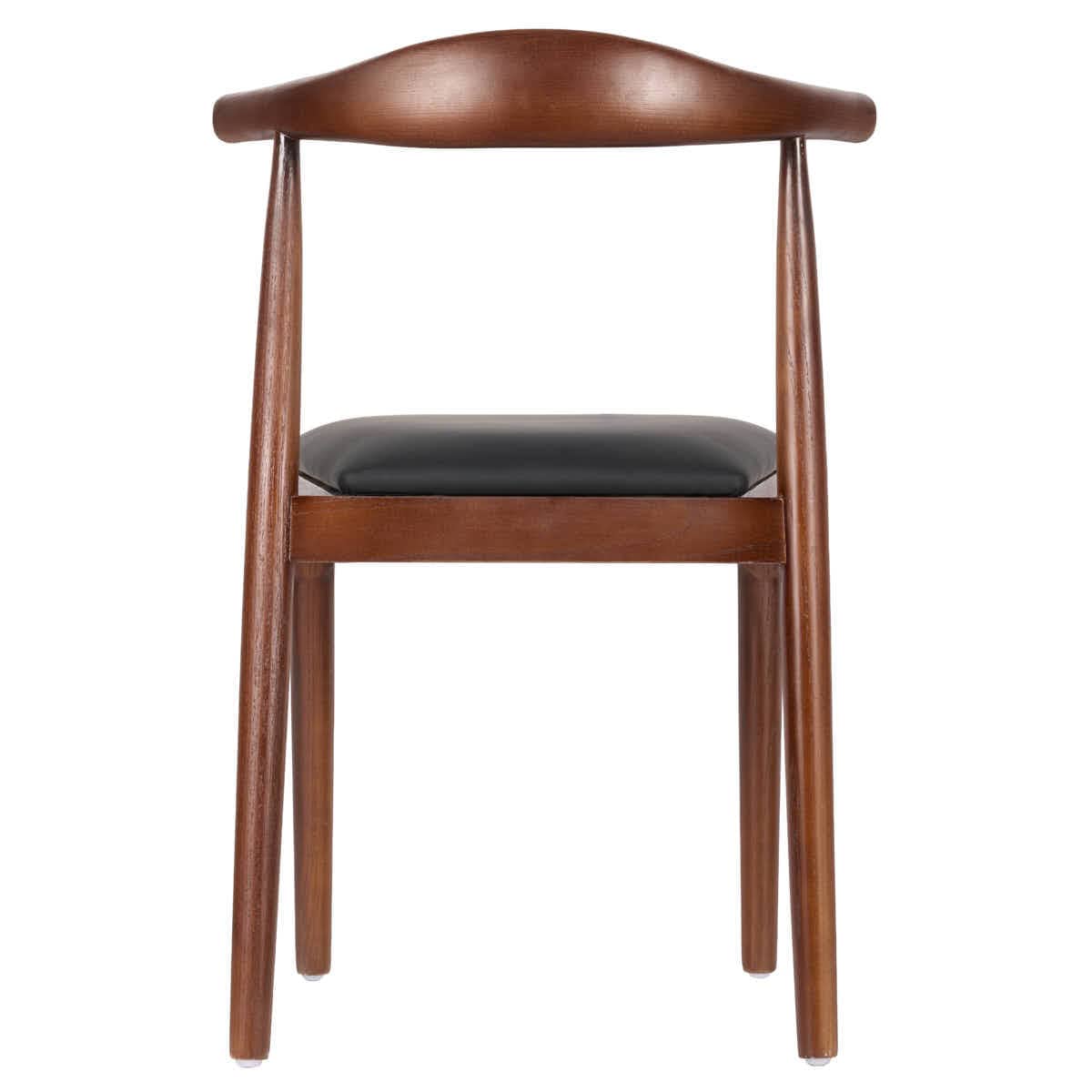 Chivari Walnut Finish Wood Horn Chair with Black Vinyl Cushion CHWWL-SHVBL-KT
