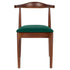 Walnut Finish Wood Horn Chair with Hunter Green Vinyl Cushion