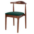 Walnut Finish Wood Horn Chair with Hunter Green Vinyl Cushion