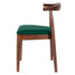 Walnut Finish Wood Horn Chair with Hunter Green Vinyl Cushion