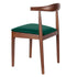 Walnut Finish Wood Horn Chair with Hunter Green Vinyl Cushion
