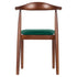 Walnut Finish Wood Horn Chair with Hunter Green Vinyl Cushion