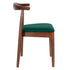 Walnut Finish Wood Horn Chair with Hunter Green Vinyl Cushion