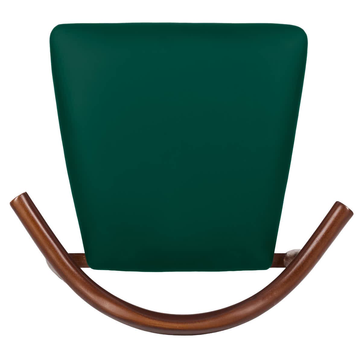 Walnut Finish Wood Horn Chair with Hunter Green Vinyl Cushion