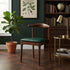 Walnut Finish Wood Horn Chair with Hunter Green Vinyl Cushion