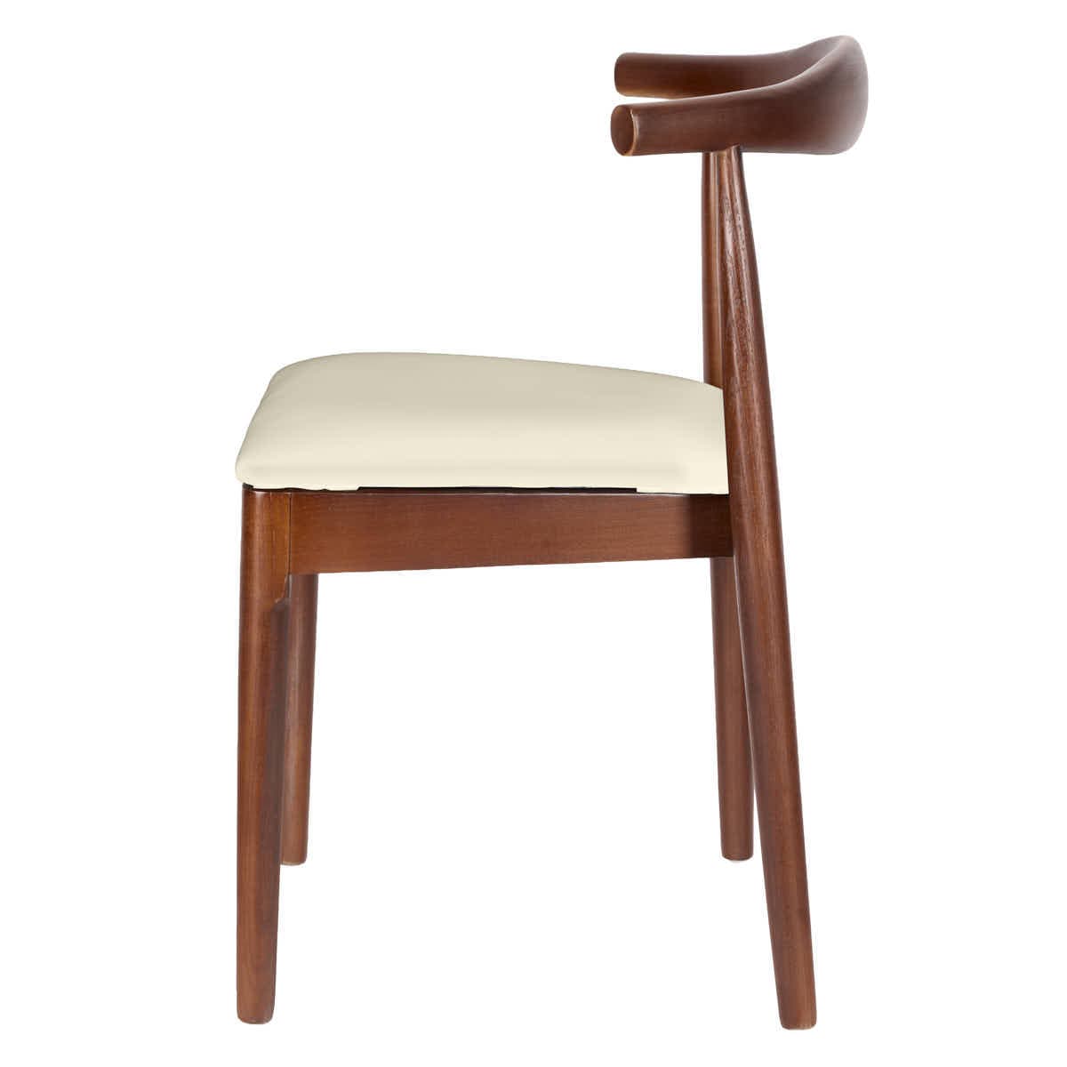 Chivari Walnut Finish Wood Horn Chair with Ivory Vinyl Cushion CHWWL-SHVIV-KT