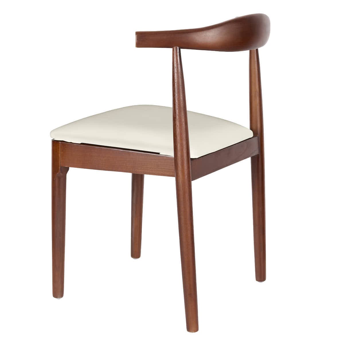 Chivari Walnut Finish Wood Horn Chair with Ivory Vinyl Cushion CHWWL-SHVIV-KT
