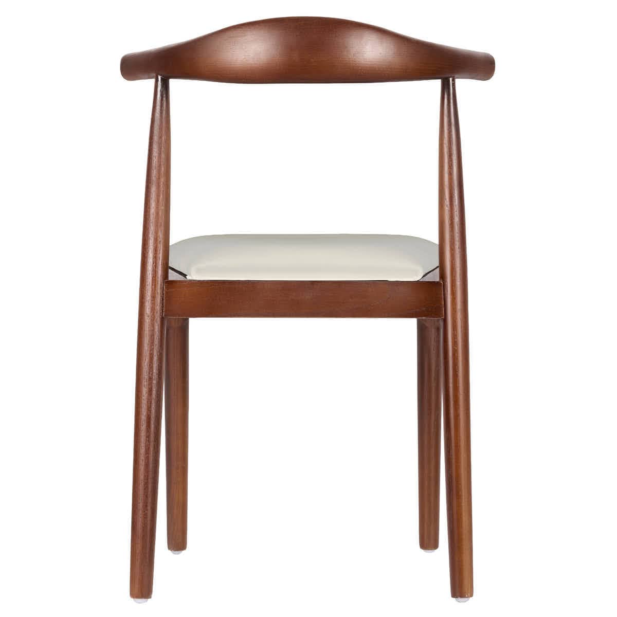 Chivari Walnut Finish Wood Horn Chair with Ivory Vinyl Cushion CHWWL-SHVIV-KT