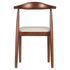 Chivari Walnut Finish Wood Horn Chair with Ivory Vinyl Cushion CHWWL-SHVIV-KT