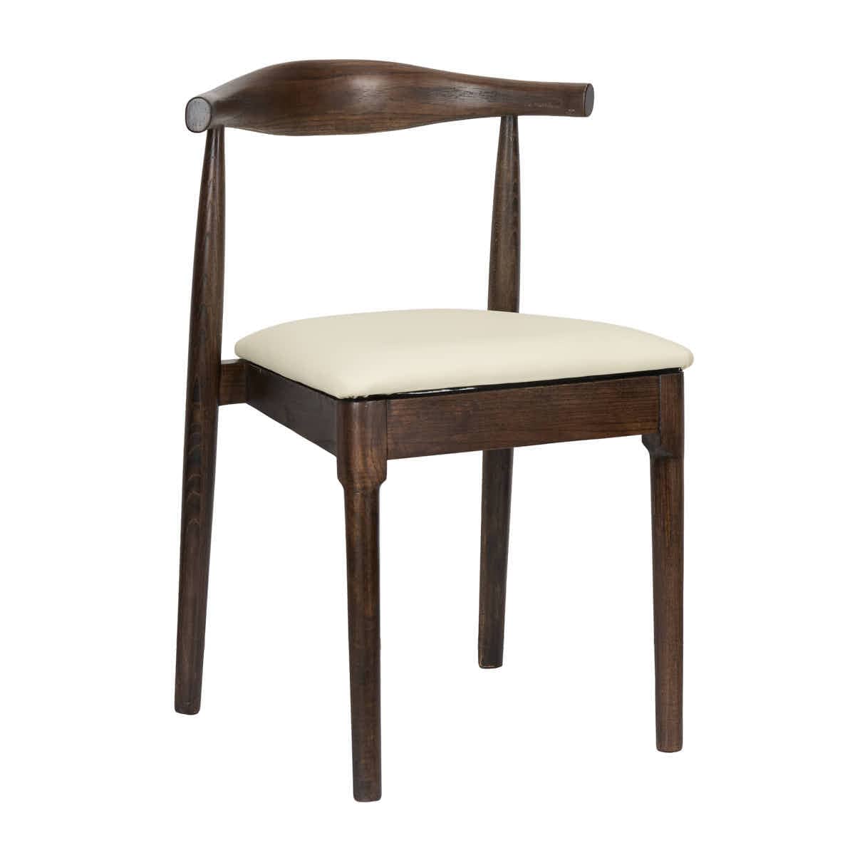 Chivari Walnut Horn Wood Chair with Ivory Vinyl Cushion CHWWL-SHVIV-KT