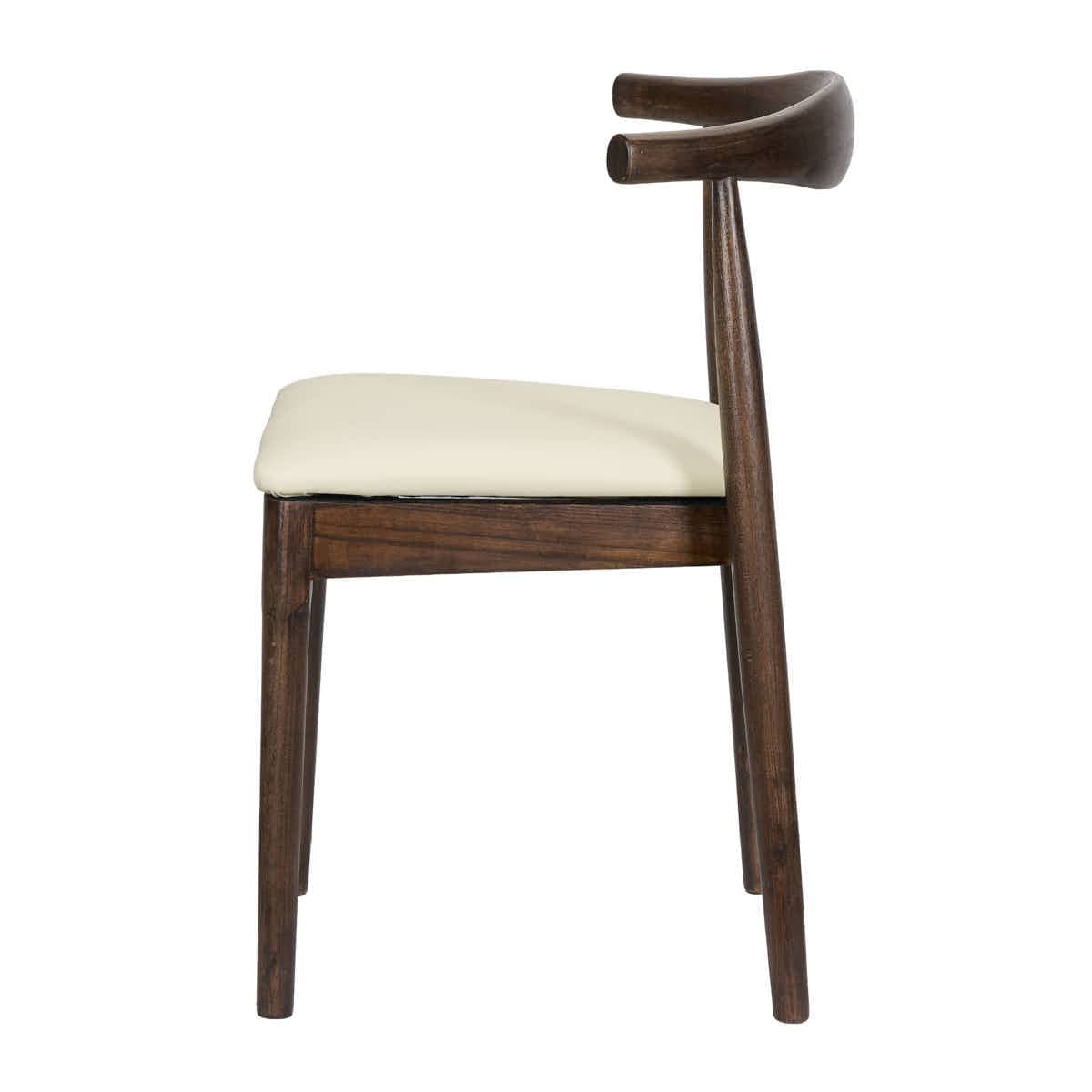 Chivari Walnut Horn Wood Chair with Ivory Vinyl Cushion CHWWL-SHVIV-KT