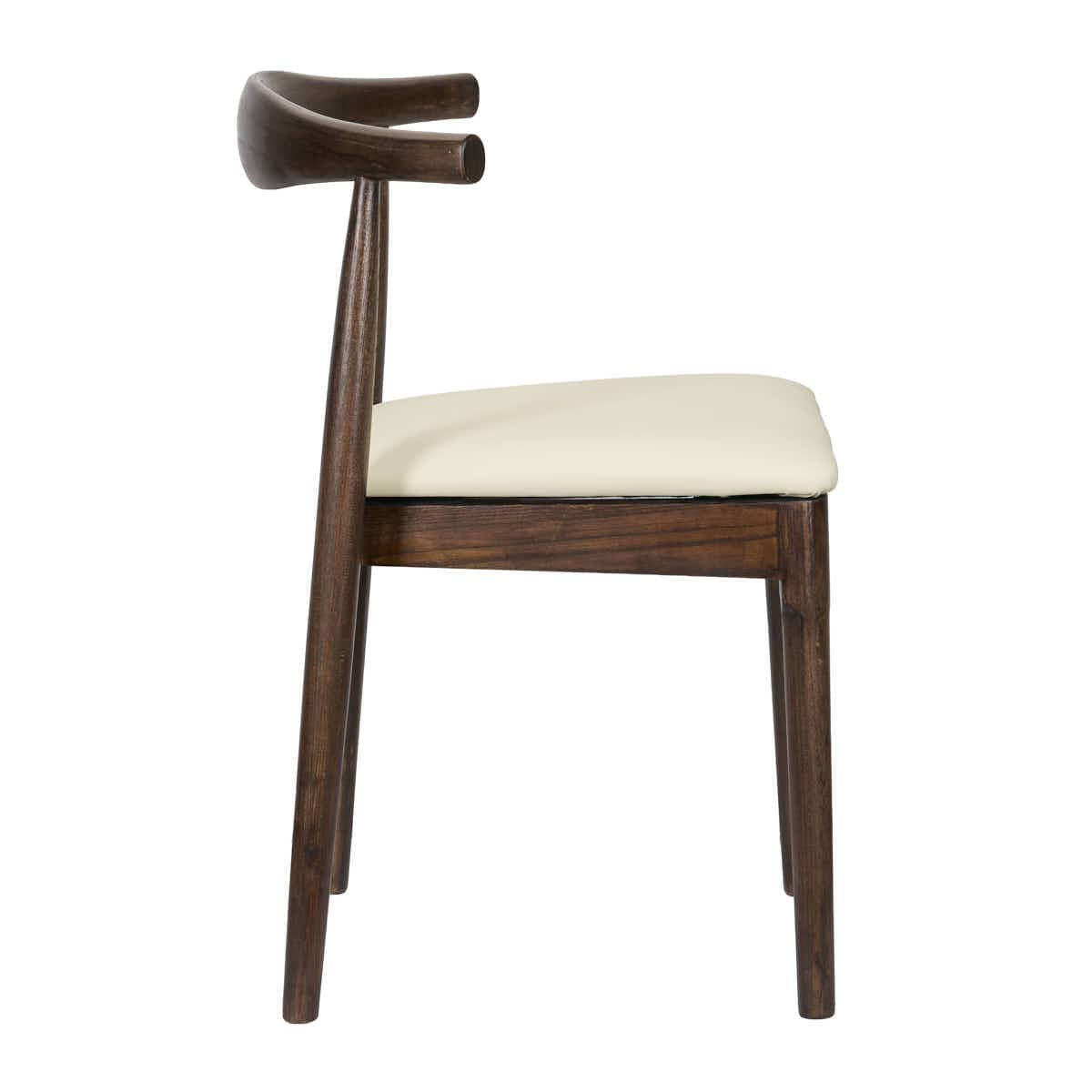 Chivari Walnut Horn Wood Chair with Ivory Vinyl Cushion CHWWL-SHVIV-KT
