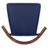 Walnut Finish Wood Horn Chair with Navy Blue Vinyl Cushion