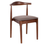 Walnut Finish Wood Horn Chair with Taupe Vinyl Cushion