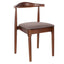 Walnut Finish Wood Horn Chair with Taupe Vinyl Cushion